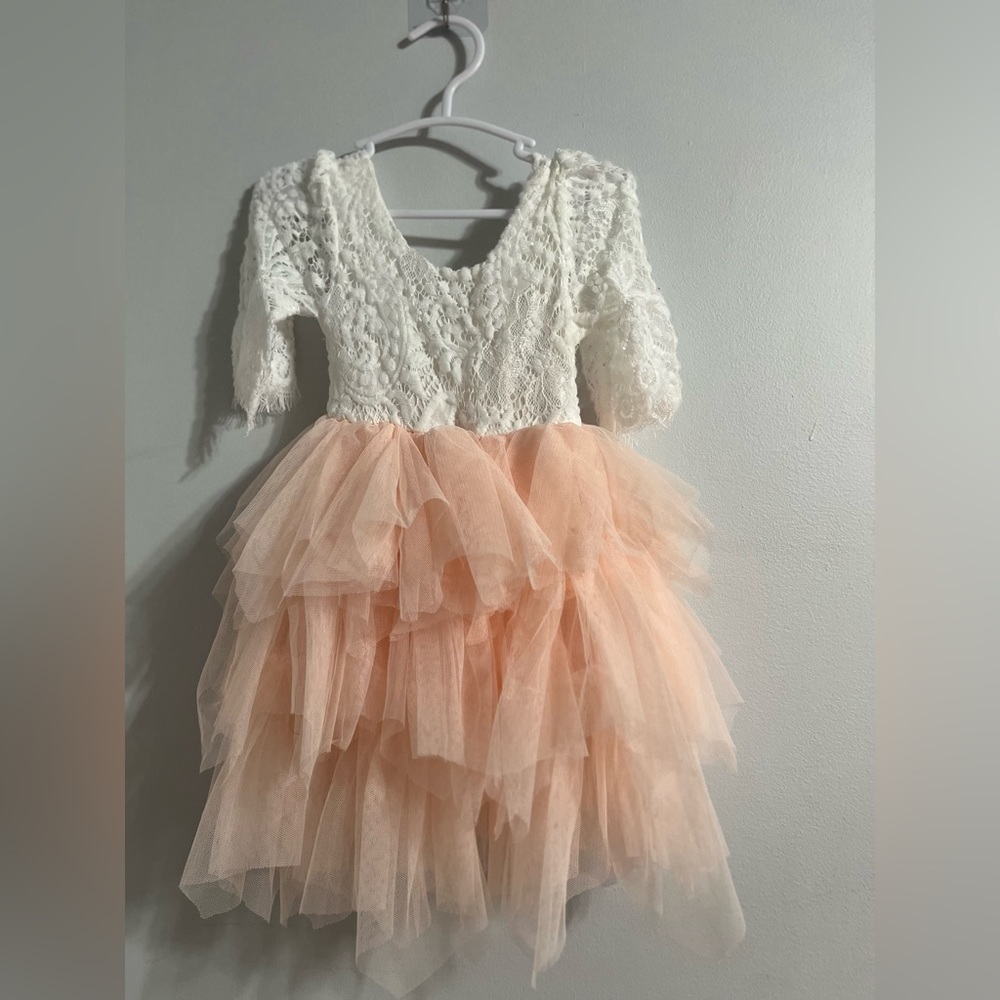 COPY - 2Bunnies Girl Peony Lace Back A-Line Tiered Tutu Tulle Party Flower Girl…